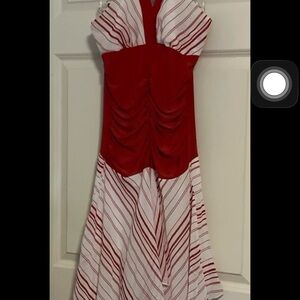 Red and White Striped Mini Dress